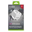 Adapter sieciowy podróżny uniwersalny UK - biały