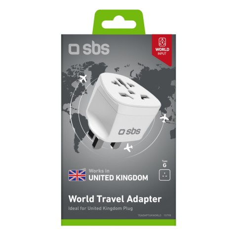 Adapter sieciowy podróżny uniwersalny UK - biały