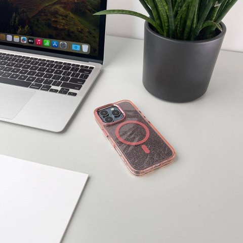 Etui brokatowe plecki na iPhone 17 Pro Glitter Case MagSafe - różowe