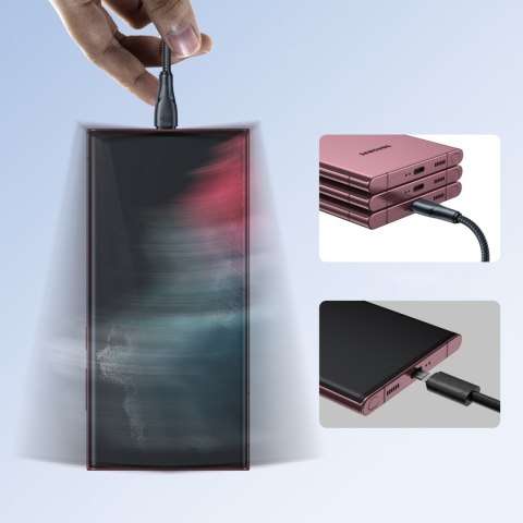 Kabel przewód w oplocie USB-C 60W 0.25m - czarny