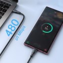 Kabel przewód w oplocie USB-C 60W 0.25m - czarny