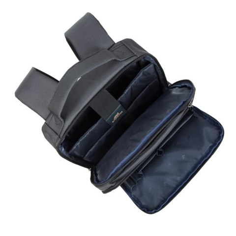 RIVACASE PLECAK NA LAPTOP 15,6" CENTRAL, CZARNY, 15L, Z POLIESTRU, KIESZENIE NA TABLET 10,1", SMARTFON, DOKUMENTY I AKCESORIA