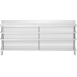 Stół blat barowy roboczy gastronomiczny z rantem 4 półki STAL 250 x 30 x 105 cm