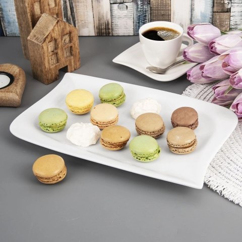 Talerz do Serwowania Podawania Porcelanowy Biały Ozdobny ORION 28x18 cm