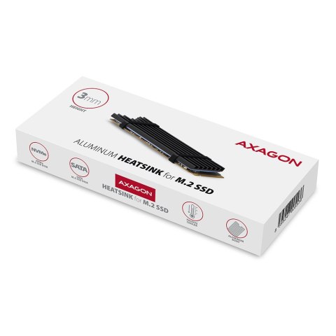 AXAGON AXAGON Passive aluminum heatsink for all M.2 SSDs, size 2280, high 3 mm | CLR-M2L3