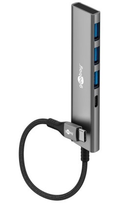 Goobay Goobay 76562 Slim 4-portowy koncentrator USB, USB-C auf USB-C™/USB-A, 5 Gbit/s, szary