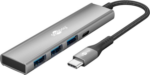 Goobay Goobay 76562 Slim 4-portowy koncentrator USB, USB-C auf USB-C™/USB-A, 5 Gbit/s, szary