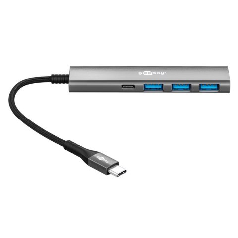 Goobay Goobay 76562 Slim 4-portowy koncentrator USB, USB-C auf USB-C™/USB-A, 5 Gbit/s, szary
