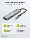 Goobay Goobay 76562 Slim 4-portowy koncentrator USB, USB-C auf USB-C™/USB-A, 5 Gbit/s, szary