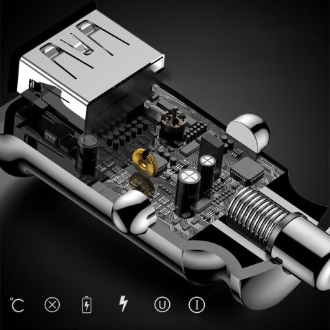 Mini ładowarka samochodowa do telefonu 2x USB Grain Car Charger biały