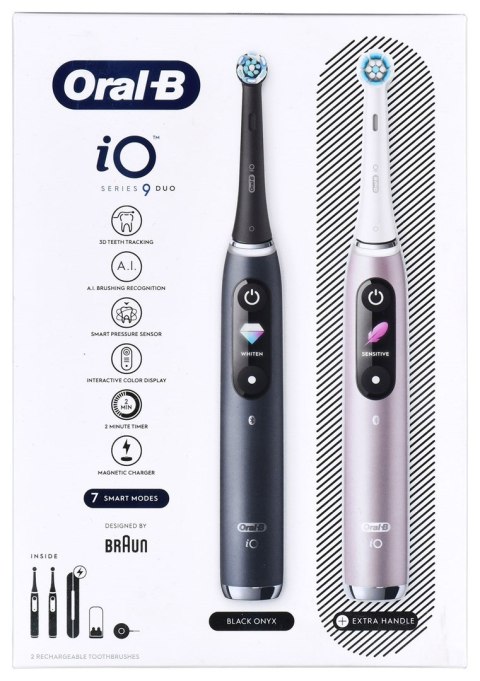 BRAUN ORAL-B SZCZOTECZKA ELEKTRYCZNA IO 9N ZESTAW DUO BLACK ONYX & ROSE QUARTZ