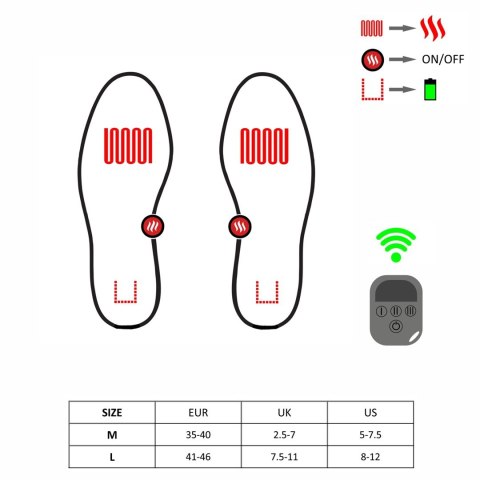 GLOVII OGRZEWANE WKŁADKI DO BUTÓW Z PILOTEM GW3L
