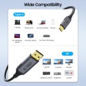 Kabel przewód USB-C - DisplayPort UltraBoost 1.4 8K 60Hz 180cm - czarny