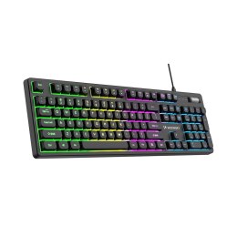 Klawiatura membranowa podświetlana z rolką gamingową RGB - czarna