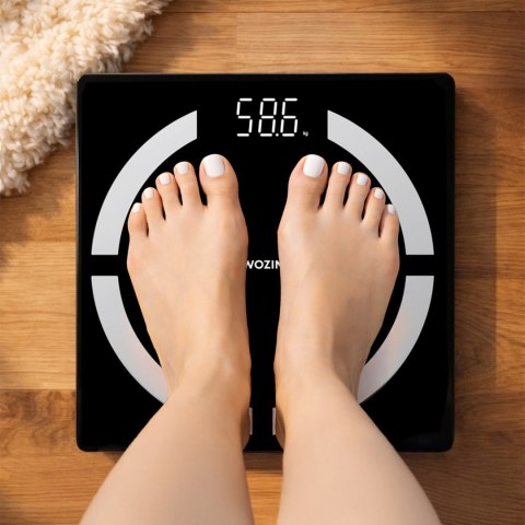 Waga łazienkowa inteligentna analityczna Bluetooth 180 kg - czarna