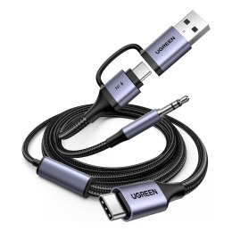 Adapter audio z funkcją ładowania 2w1 USB-C - USB-A/C minijack - czarny