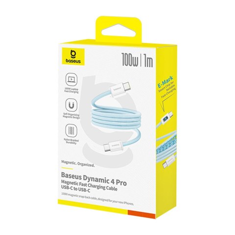 Kabel przewód samoczynnie układający się USB-C Dynamic 4 Pro 100W 1m - niebieski