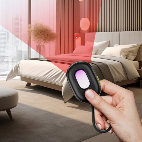 Wykrywacz ukrytych kamer z alarmem mini latarką + kabel USB-A - USB-C - czarny