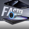 Ładowarka samochodowa USB-A USB-C PD QC LED 120W - szary