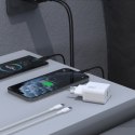 Ładowarka sieciowa USB-A USB-C z kablem USB-C GaN PD 30W - biała
