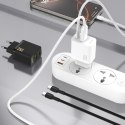 Ładowarka sieciowa USB-A USB-C z kablem USB-C GaN PD QC 25W - biała