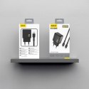 Ładowarka sieciowa USB-A USB-C z kablem USB-C GaN PD QC 25W - czarna
