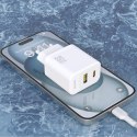 Ładowarka sieciowa USB-A USB-C z kablem USB-C PD QC 35W - biała