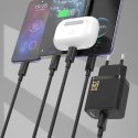 Ładowarka sieciowa USB-A z kablem USB-A - USB-C GaN 25W - czarna