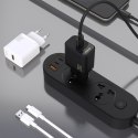 Ładowarka sieciowa USB-A z kablem USB-A - USB-C GaN 25W - czarna