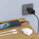 Ładowarka sieciowa USB-A z kablem USB-A - iPhone Lightning 2.4A GaN EU - czarna