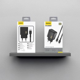 Ładowarka sieciowa USB-C z kablem USB-C GaN PD 25W - czarna