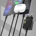 Ładowarka sieciowa USB-C z kablem USB-C - iPhone Lightning GaN PD 20W - czarna