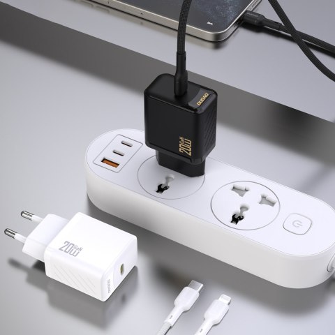 Ładowarka sieciowa USB-C z kablem USB-C - iPhone Lightning GaN PD 20W - czarna