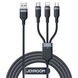 Kabel przewód 3w1 USB-A - Lightning USB-C MicroUSB 1.2m - czarny