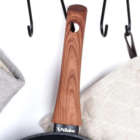 Patelnia Granitowa Nieprzywierająca 20 cm VILDE Black&Wood Indukcja