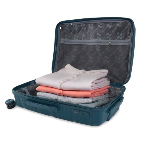 Zestaw walizek BERWIN Torna 4w1 twarde walizki na kółkach + kosmetyczka OCEAN Petrol