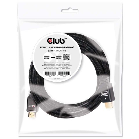CLUB 3D CAC-2314 HDMI 2.0 4K60Hz RedMere cable 15m