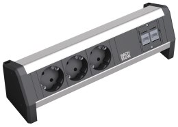 Listwa zasilająca stołowa BACHMANN 3 gniazda bezpieczeństwa, 2 CAT5e RJ45 żeńskie/żeńskie, Wejście zasilania: GST18 - żeńskie, b