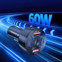 Ładowarka samochodowa 2xUSB-C 2xUSB-A 60W - czarna