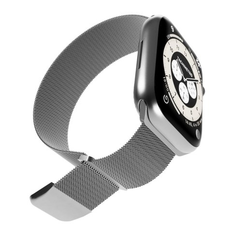 Pasek ze stali nierdzewnej do zegarka Apple Watch 42 44 45 49 mm Milanese - srebrny
