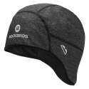 Czapka rowerowa zimowa pod kask z otworami na okulary - szara