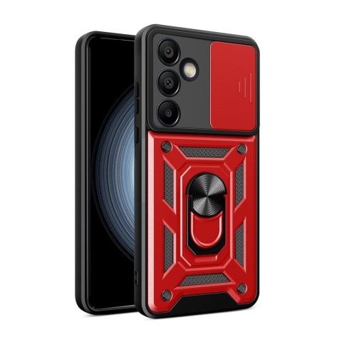 Etui pancerne z osłoną aparatu podstawką do Samsung Galaxy S24 FE Hybrid Armor Camshield - czerwony