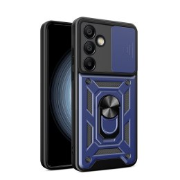 Etui pancerne z osłoną aparatu podstawką do Samsung Galaxy S24 FE Hybrid Armor Camshield - niebieski