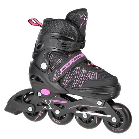 NH11912 A 2w1 BLACK/PINK ROZM. S(31-34) ŁYŻWOROLKI Z WYM. PŁ. HOKEJOWĄ NILS EXTREME