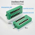 Extralink Gigabit PoE Injector 8 Portowy Aktywny, 8 portów Gigabit 802.3at/af, Mode A