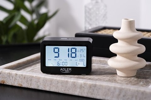 AD 1196 black Budzik na baterie