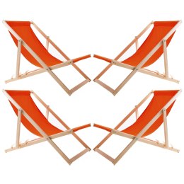 Zestaw 4 leżaków, pomarańczowy, zmontowany, Woodok