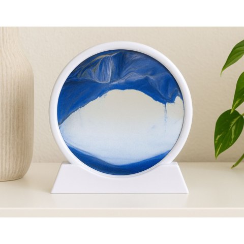 Obraz 3D Ruchomy Piasek Niebieski Dekoracja 360° Biały