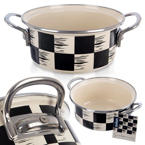 Garnek Emaliowany 1,5 L ORION SZACHOWNICA 18 cm Indukcja Zmywarka
