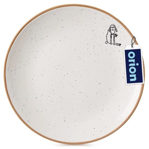 Talerz Deserowy Ceramiczny Beżowy 20 cm ORION Owieczka Efektowny Dekor